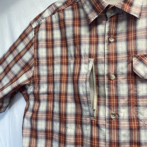 Eddie Bauer Plaid Collared Button-Up Short Sleeve Shirt Men Medium Multicolor - Picture 11 of 16